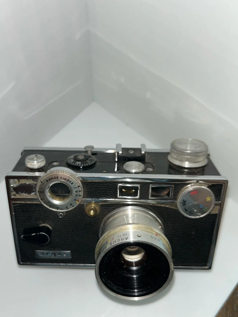 Argus Vintage Rangefinder Film Camera, Black: W/ Leather Case Included: Untested
